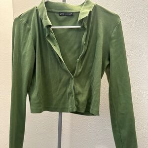 green collared zara top